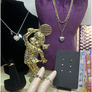 Girls Jewelry Gift Bundle 14 Pc Set Earrings Necklace Pendant Rings Stand + More